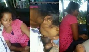 Cute desi girl oral sex in a car